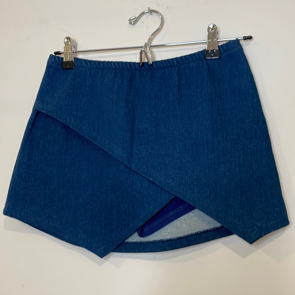 Asymmetrical denim skort